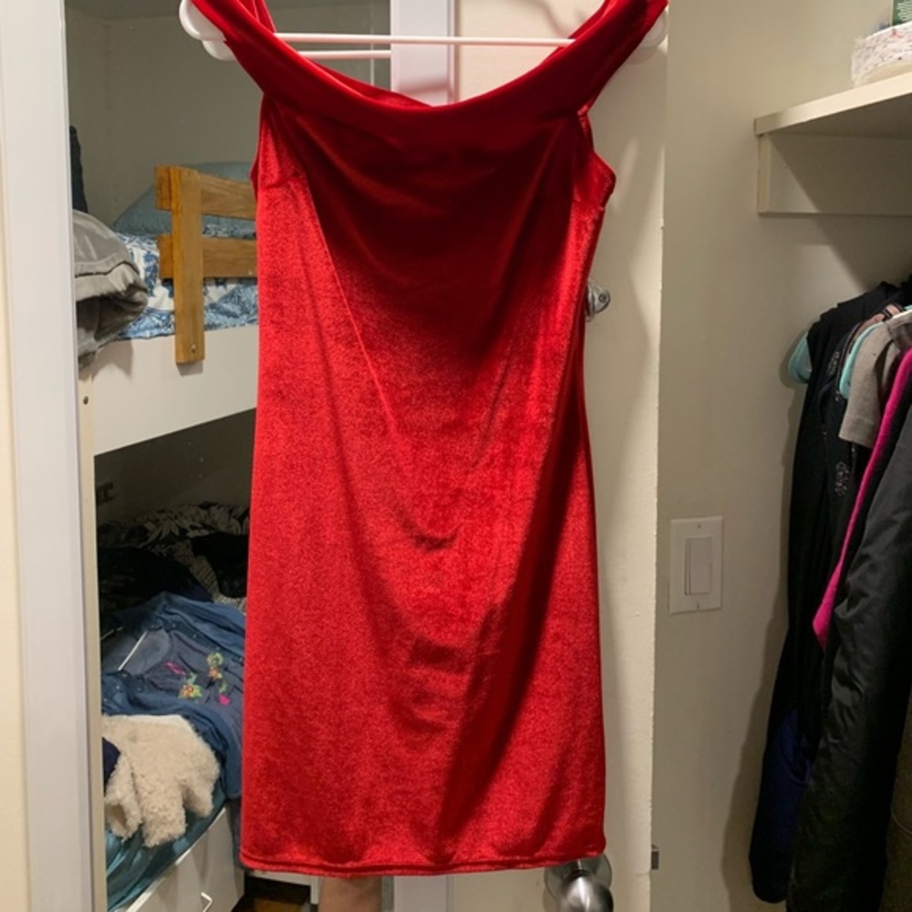 Shiny Red Mini Dress